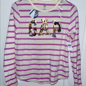 Long Sleeve Sequins Gap Girl Shirt